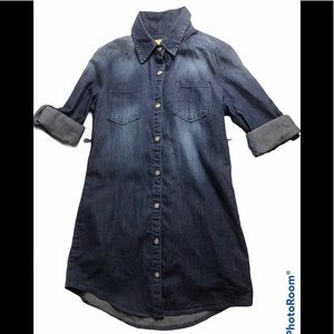 ROEBUCK & CO Girls Button Up Jean Shirt Dress 8